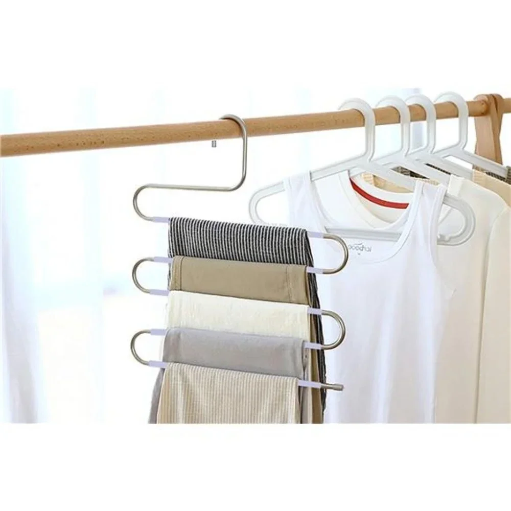 6 Pack S-Shape Trousers Hangers Stainless Steel Clothes Hangers Closet Storage